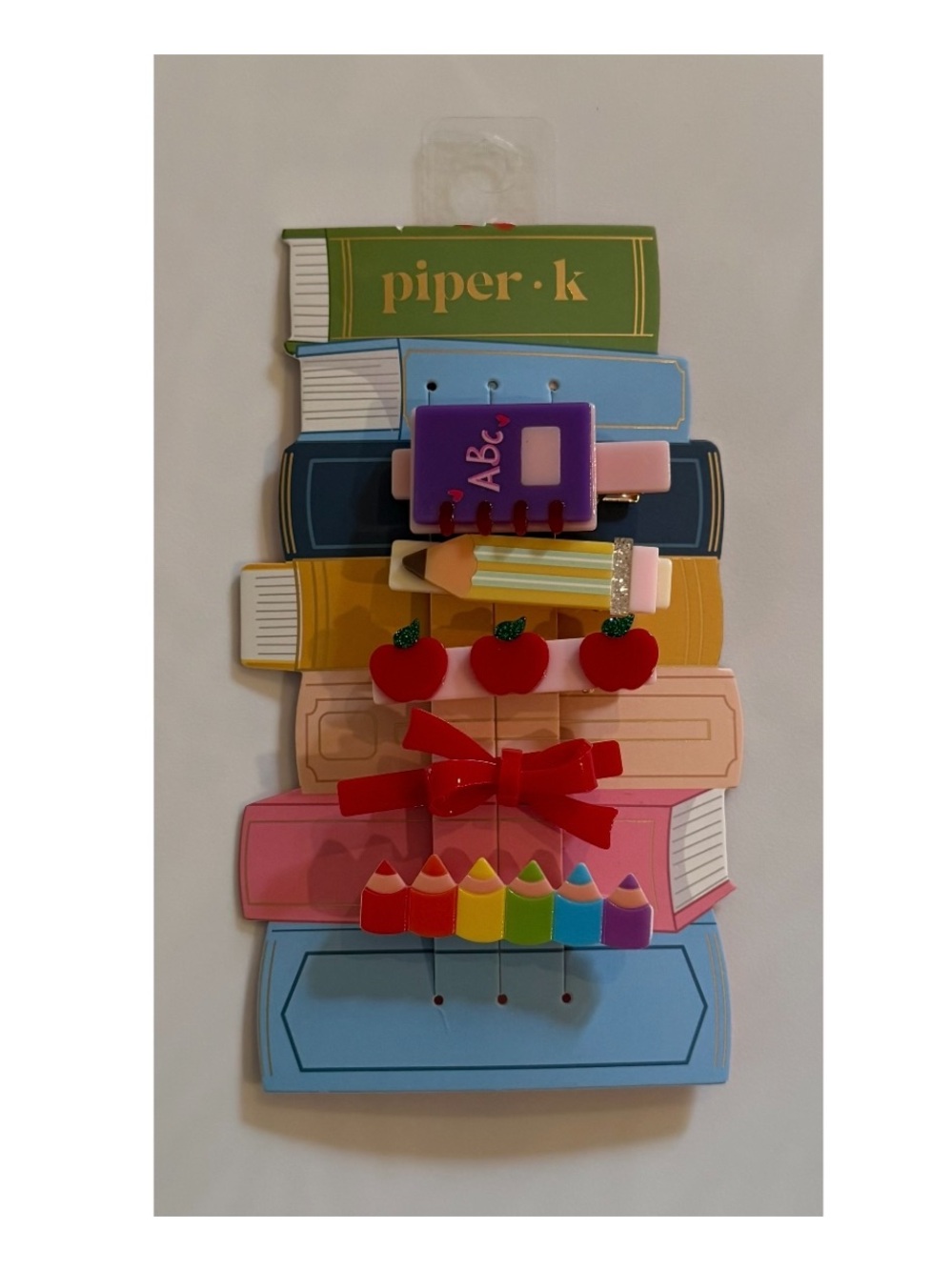 piper·k Girls School-Themed Hair Clip Set in Multi-Color